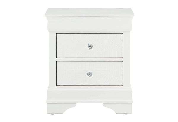 POMPEI METALLIC WHITE NIGHTSTAND