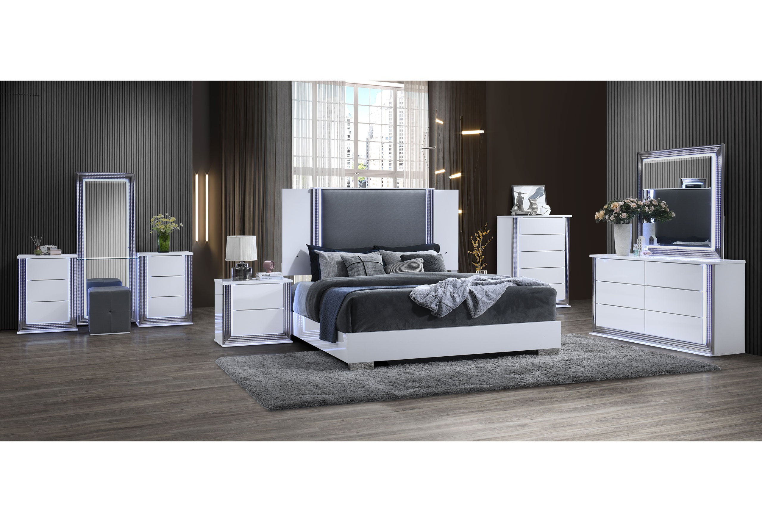 YLIME-SMOOTH WHITE-KBG FULLY SLATTED W/ VANITY SET-N