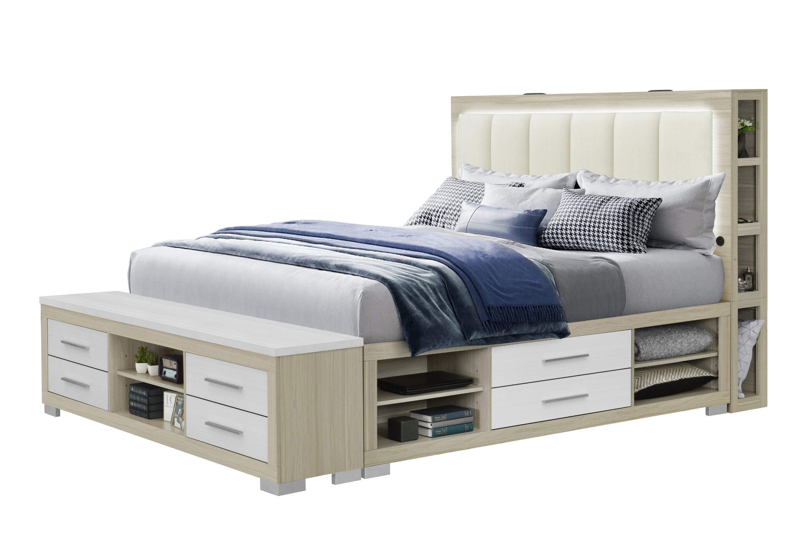 MADISON NATURAL/WHITE KING BED