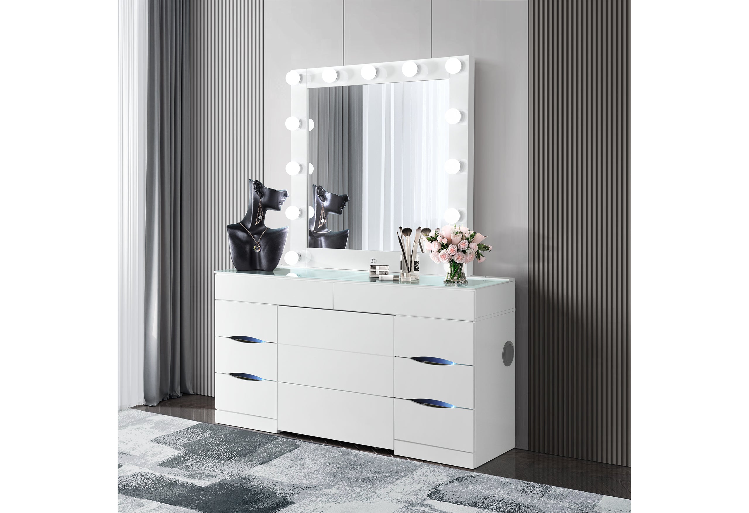 ELLA WHITE VANITY WITH SPEAKER