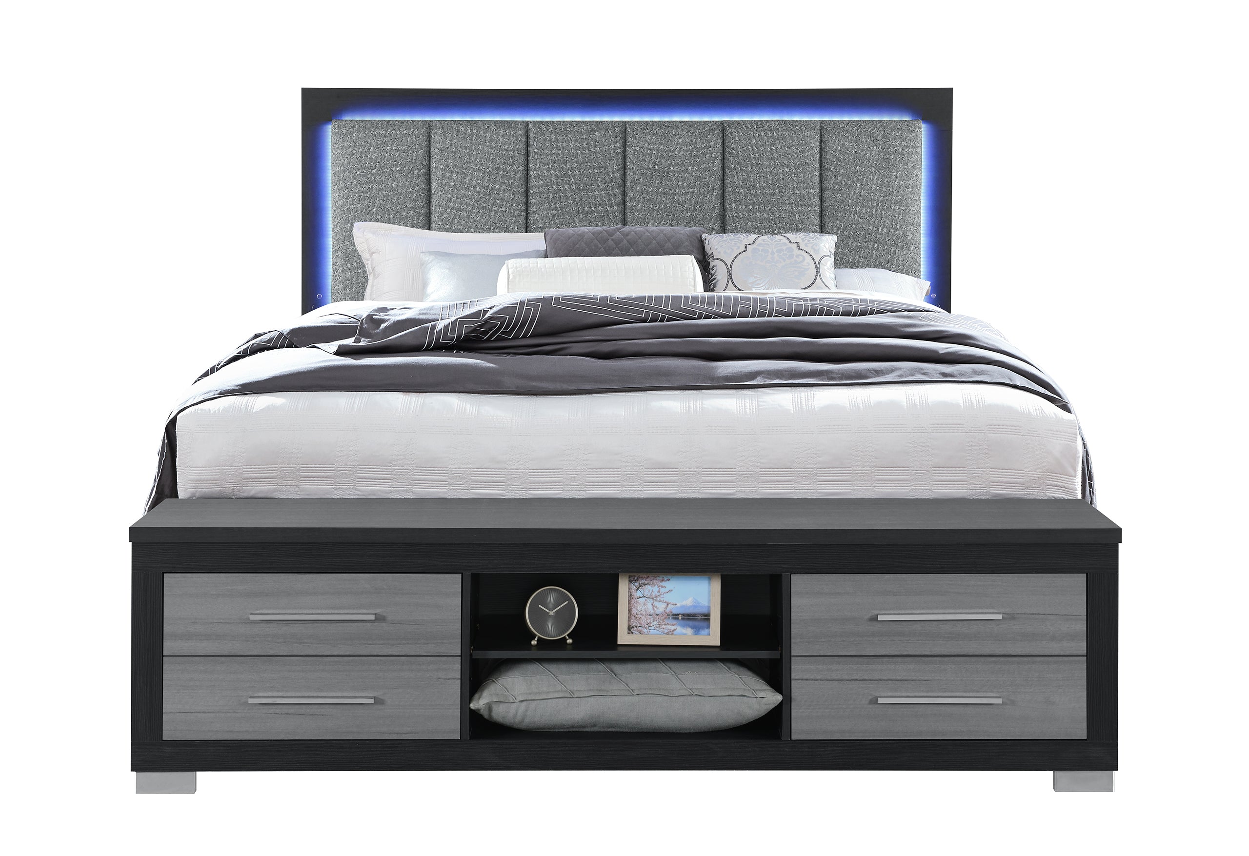 EMMA BLACK/GREY KING BED WITH LED AND USB