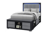 EMMA BLACK/GREY FULL BED WITH LED AND USB