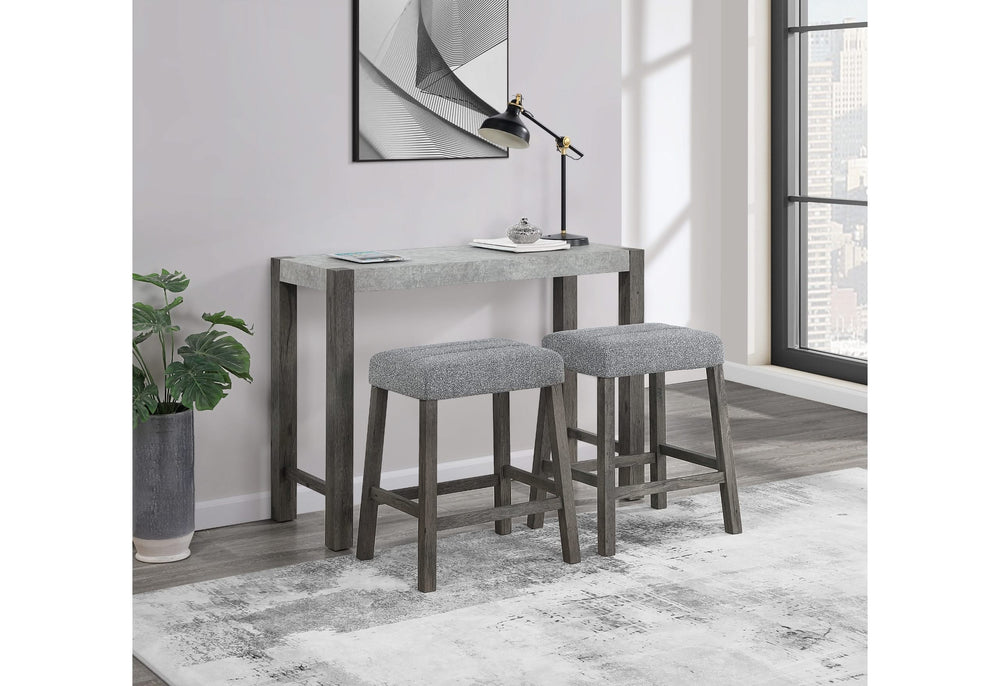 D1523 GREY CONSOLE SOFA TABLE AND 2 STOOLS