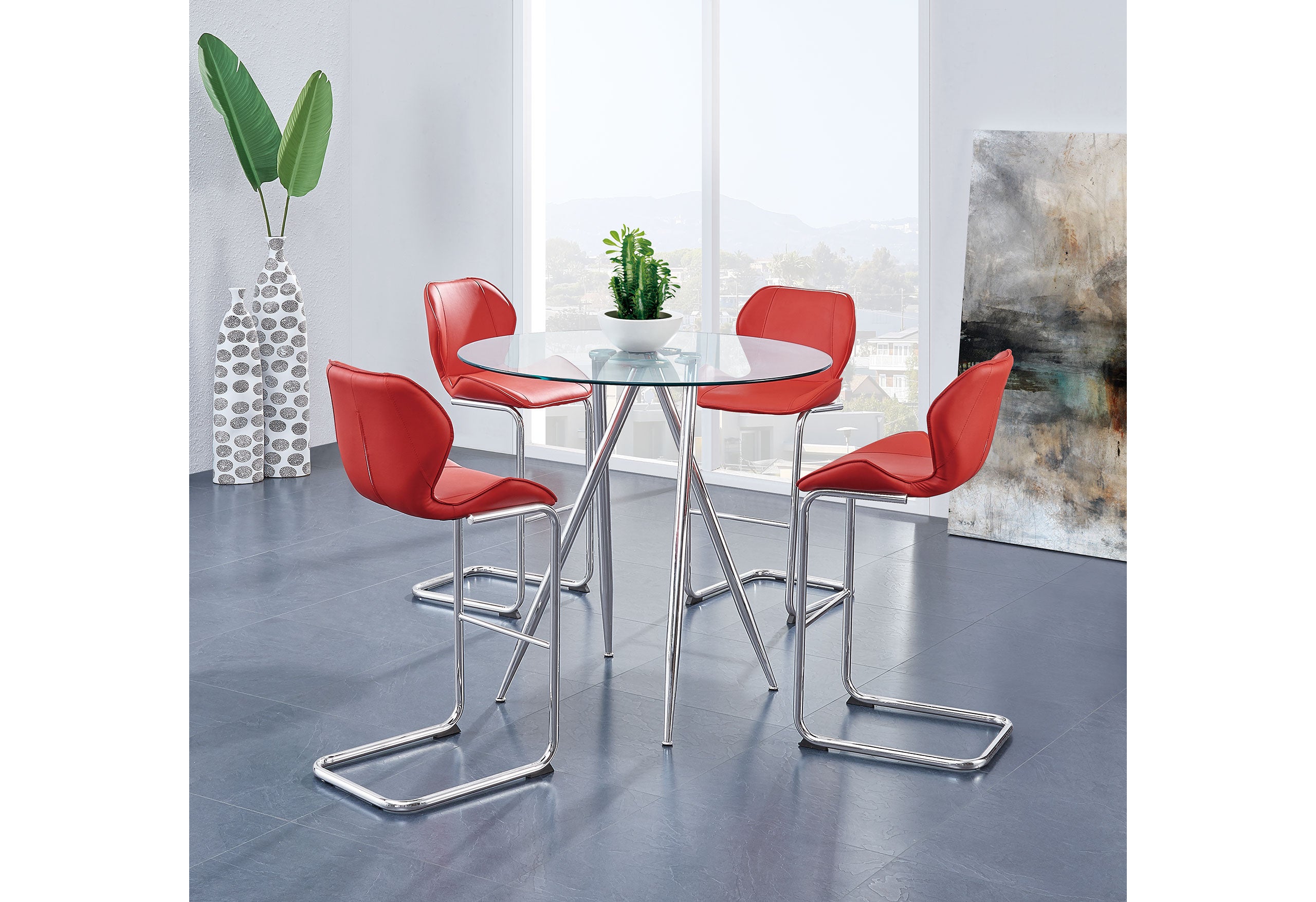 D1446 RED BAR STOOL