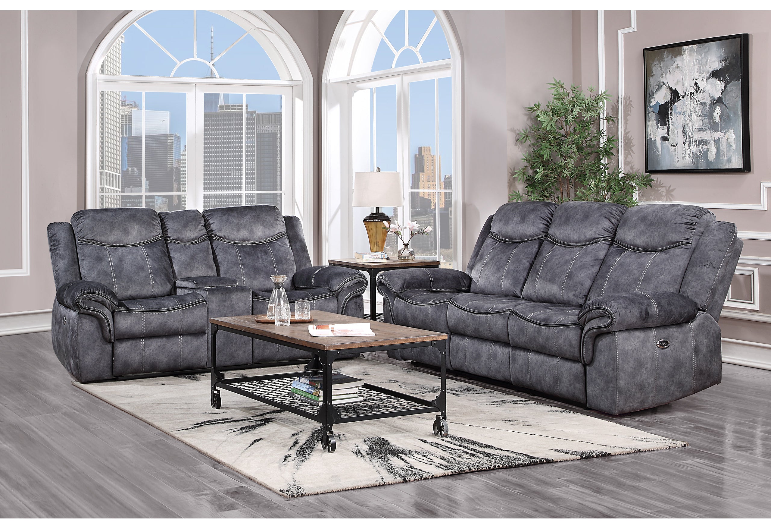 U2200 DOMINO GRANITE POWER CONSOLE RECLINING LS WITH POWER SWITCH