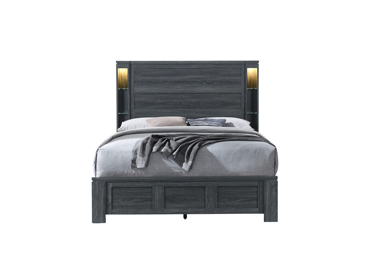 CAMA COMPLETA CYPRESS GRIS OSCURO
