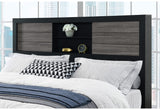 LISBON GREY/BLACK BOOKCASE QUEEN BED