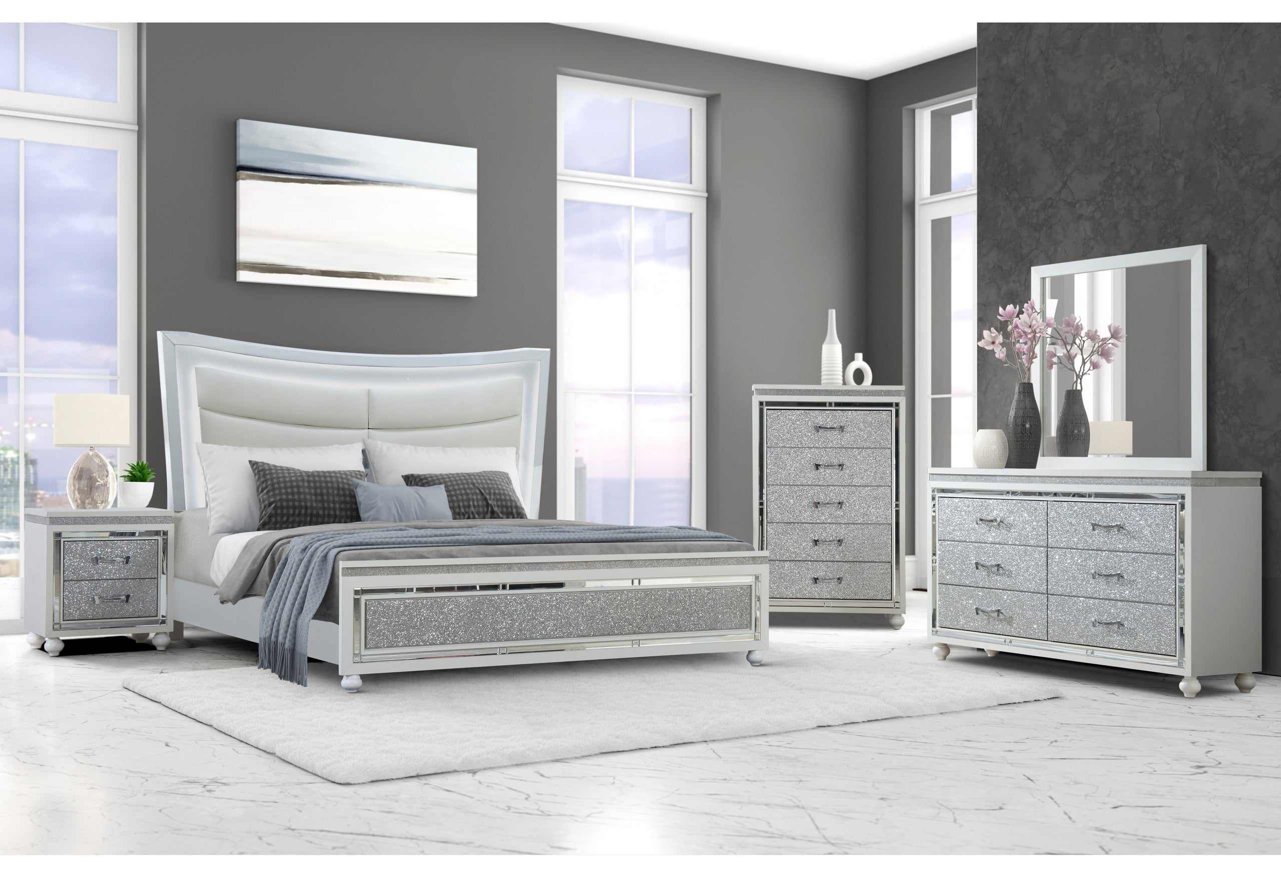 COLLETE WHITE KING BED GROUP