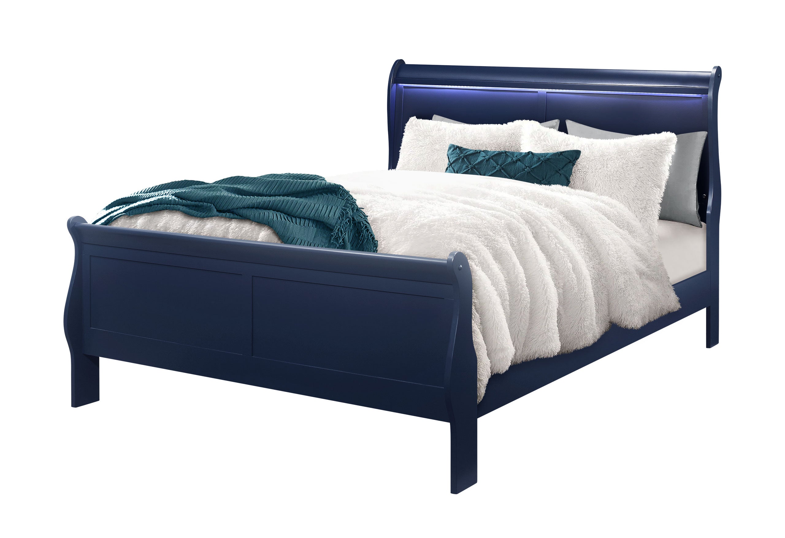 CHARLIE BLUE QUEEN BED WITH LED
