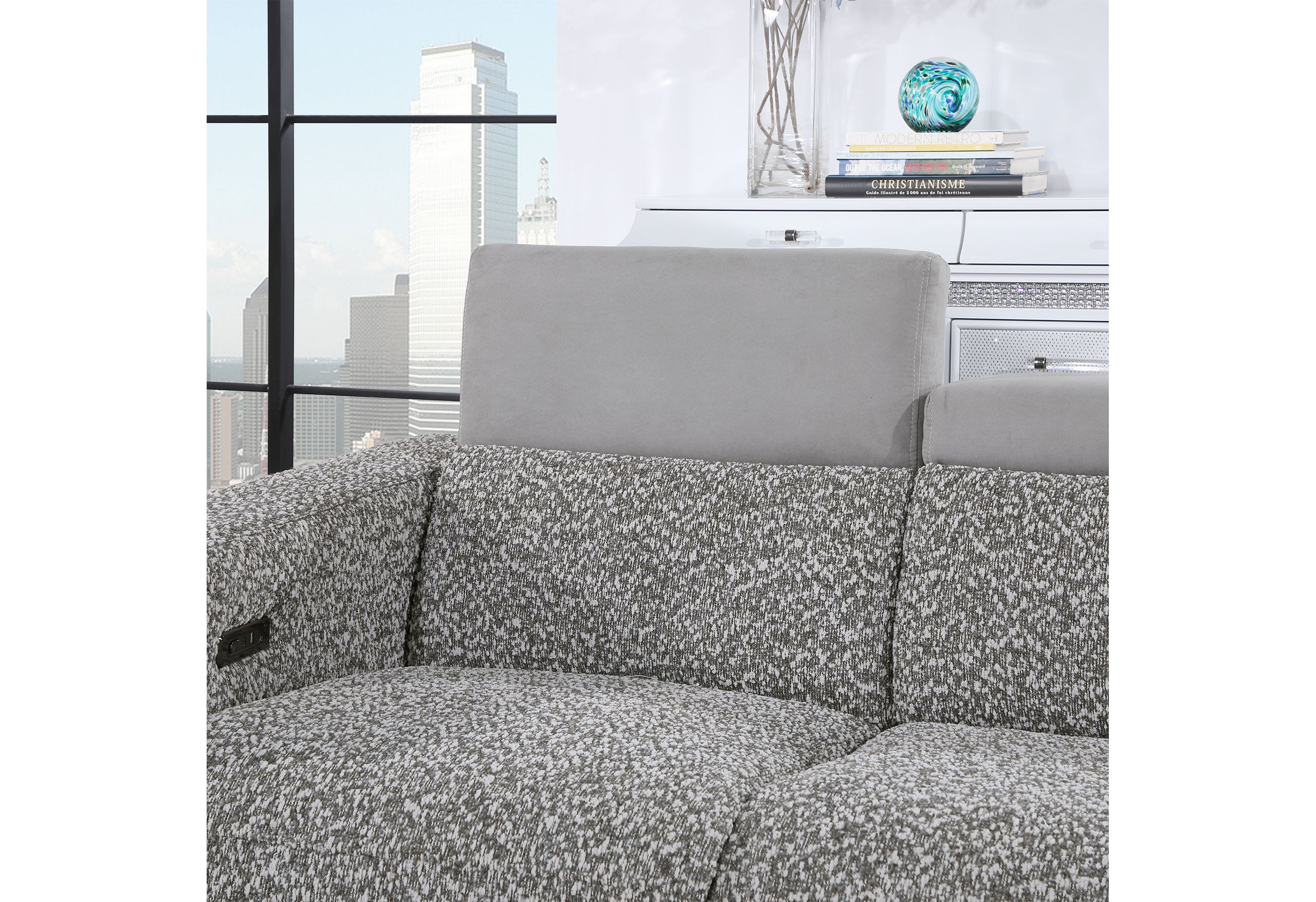 U8521 TAUPE/DARK GREY 36 POWER RECLINER