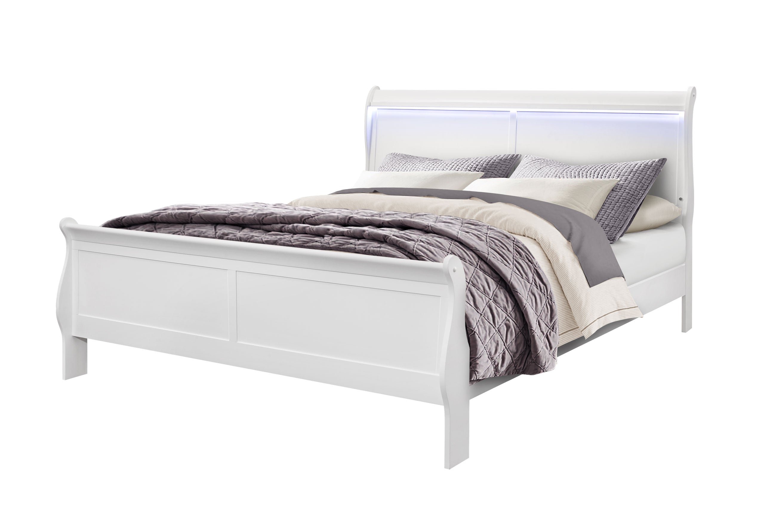 CHARLIE WHITE KING BED GROUP WITH LED