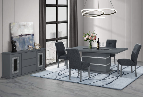 MESA DE COMEDOR MONACO GRIS OSCURO Y 4 SILLAS DE COMEDOR MONACO GRIS OSCURO