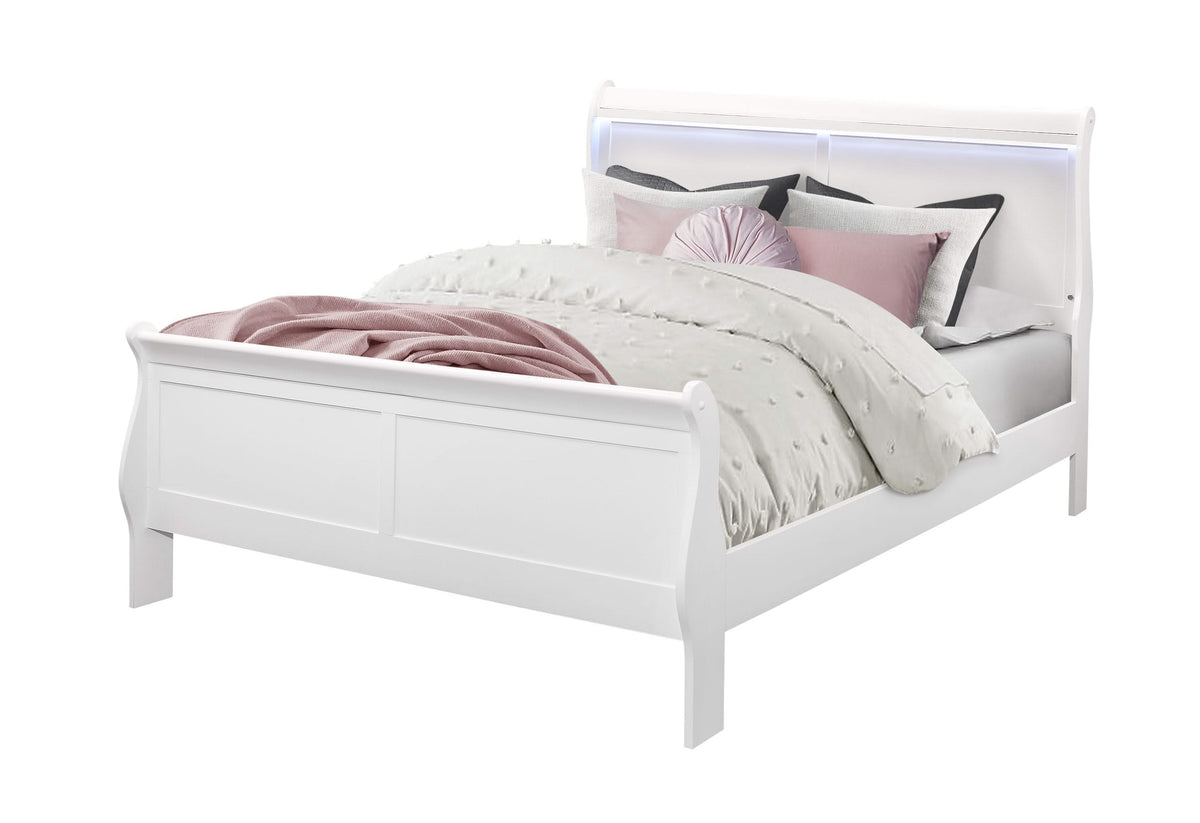 CHARLIE WHITE QUEEN BED GROUP WITH LED
