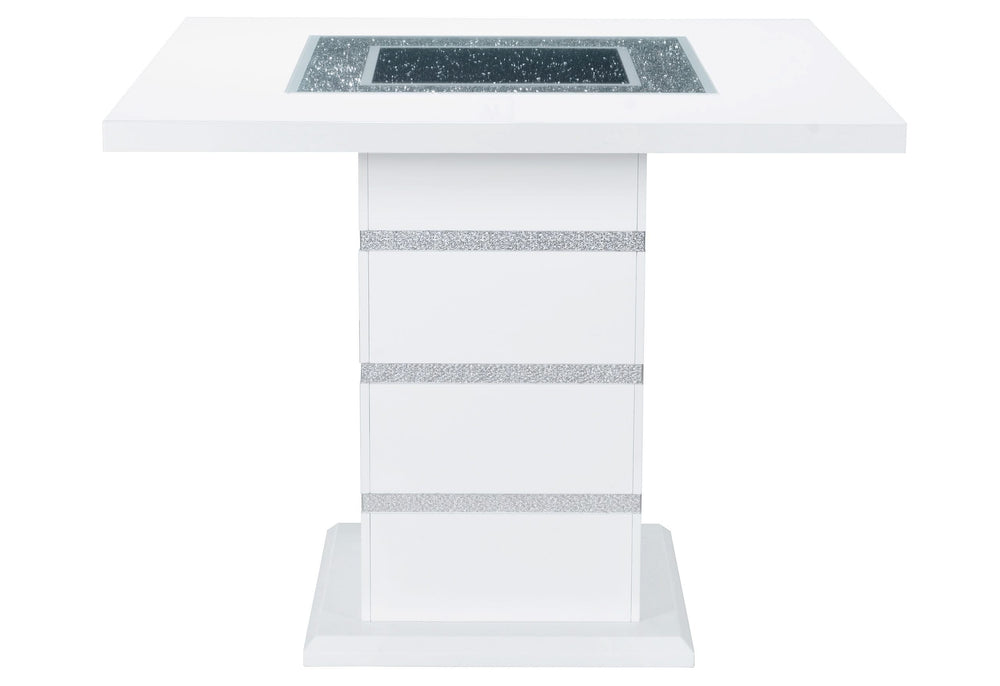 MESA DE BAR BLANCA MONACO + CONJUNTO DE 4 SILLAS MONACO