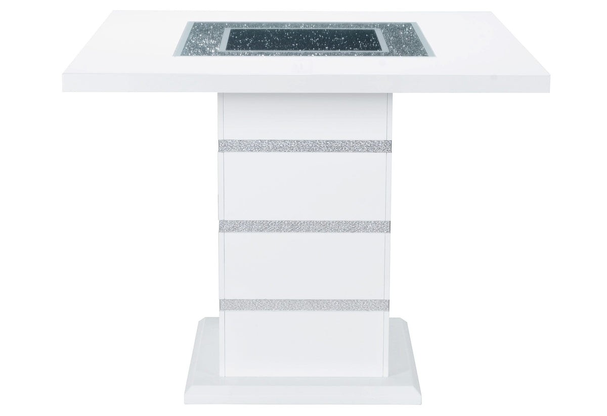 MESA DE BAR BLANCA MONACO + CONJUNTO DE 4 SILLAS MONACO