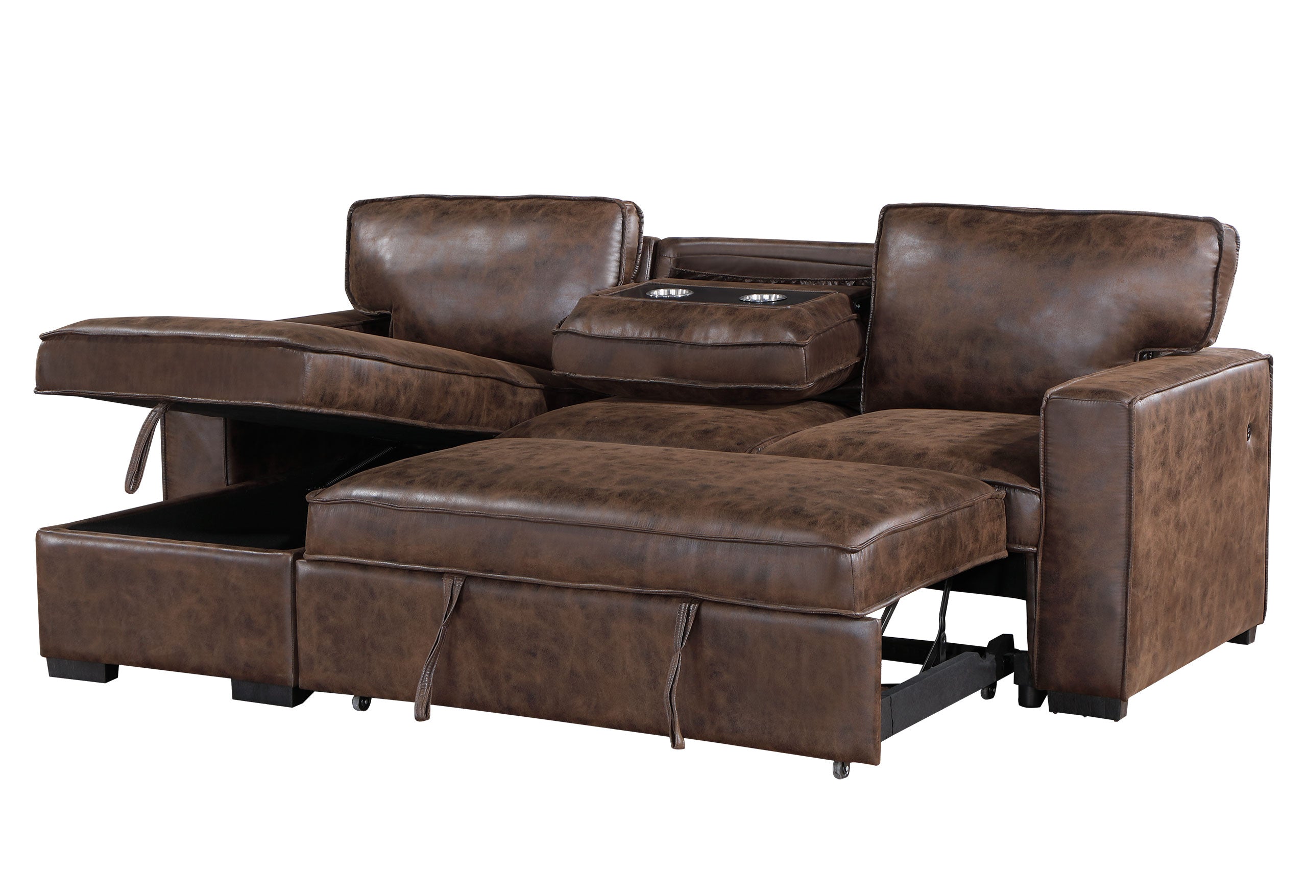U0203 COFFEE REVERSIBLE SOFA BED WITH USB