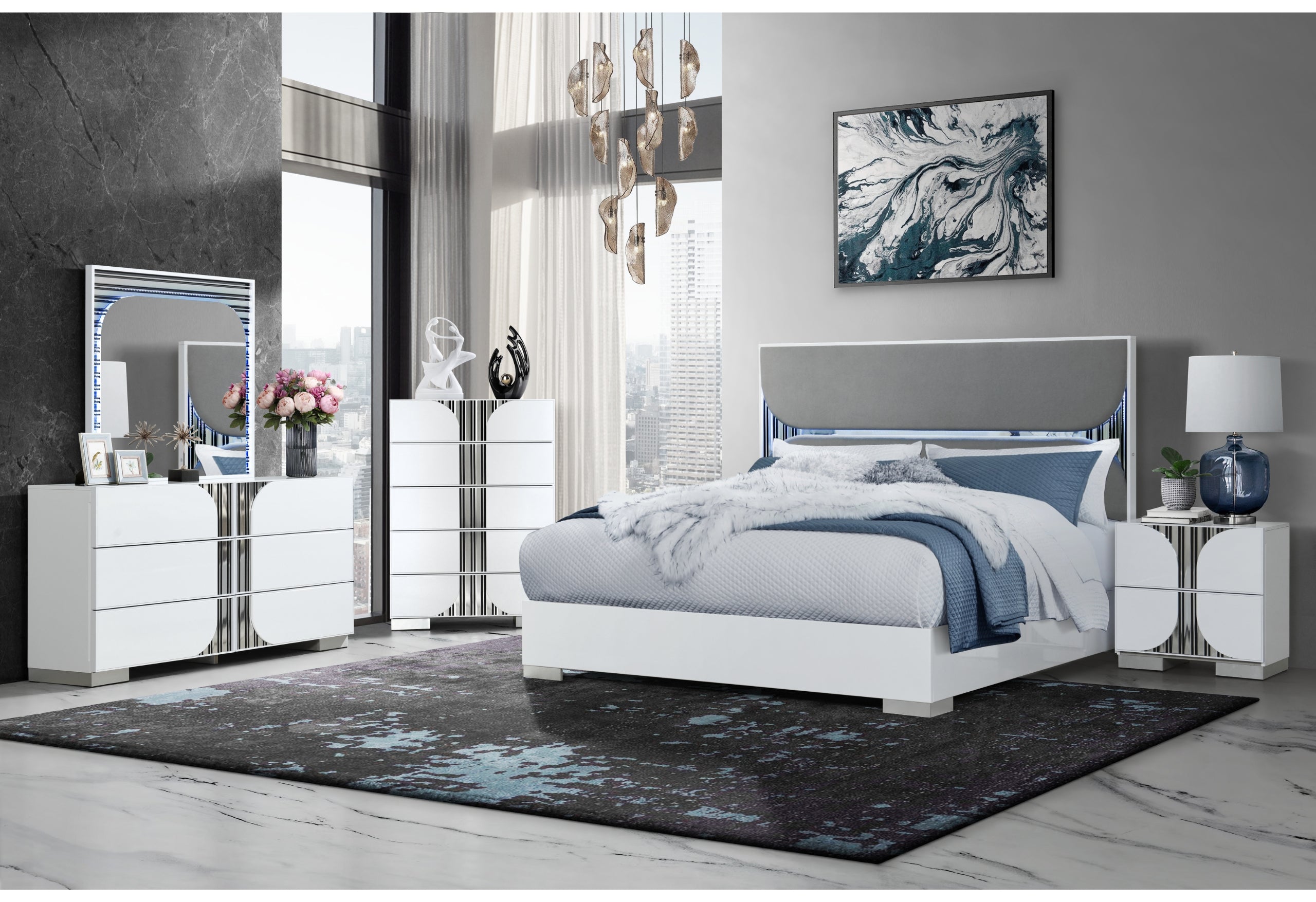 TALIA WHITE KING BED GROUP