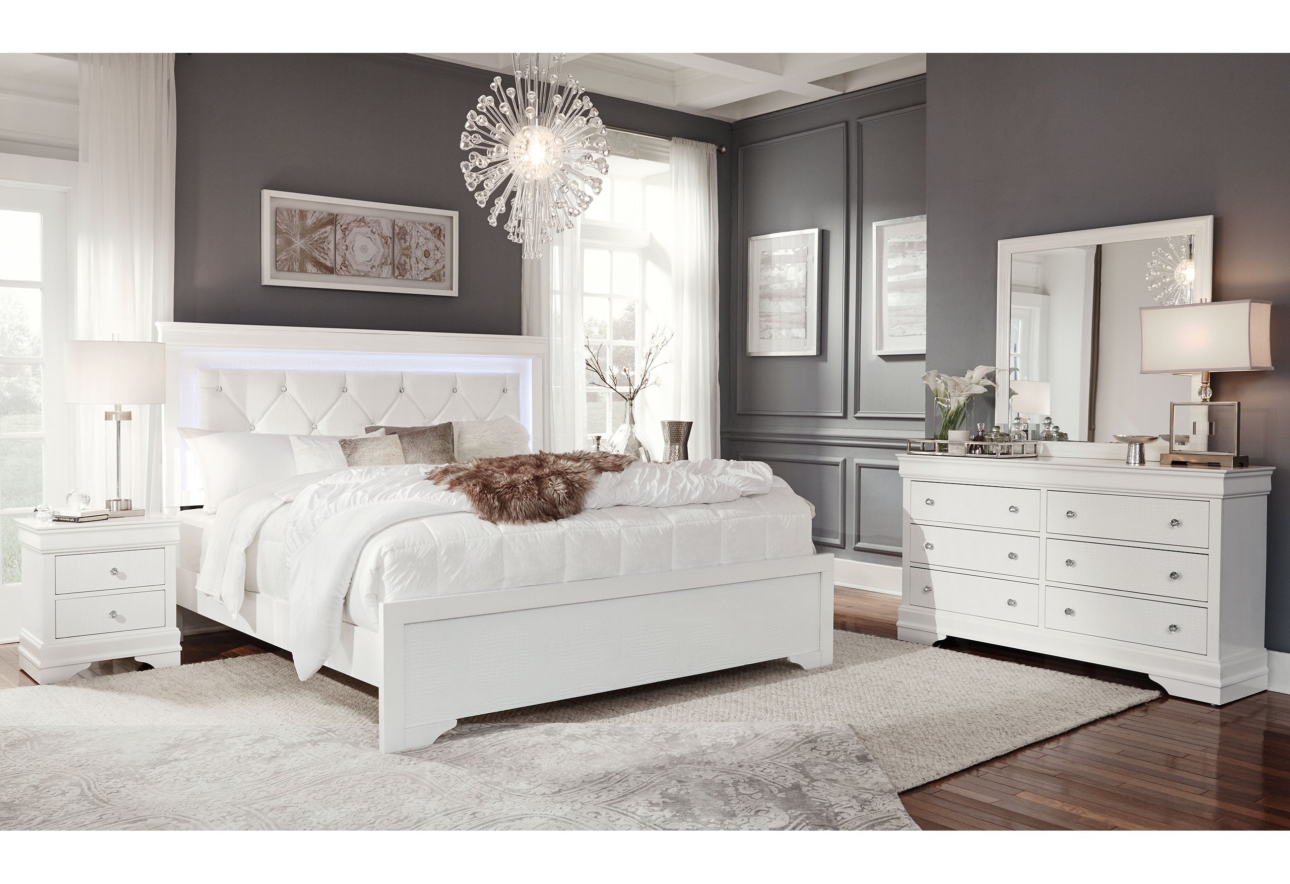 POMPEI METALLIC LED Bedroom 5PC Set