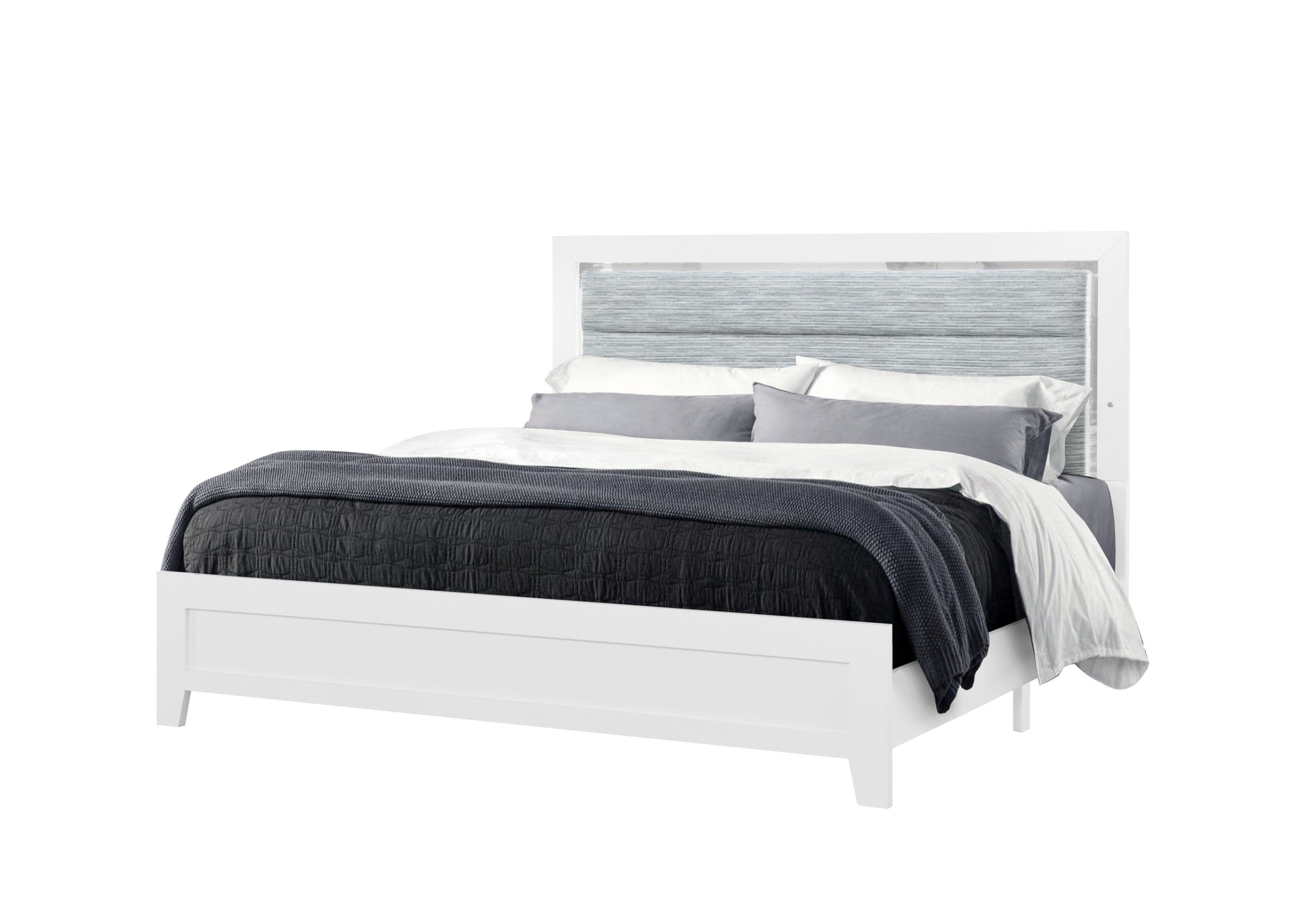 LUCCIA WHITE TWIN BED GROUP WITH LED