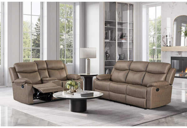 U6026 BROWN RECLINING SOFA/RECLINING CONSOLE LOVESEAT