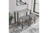 D1523 GREY CONSOLE SOFA TABLE AND 2 STOOLS