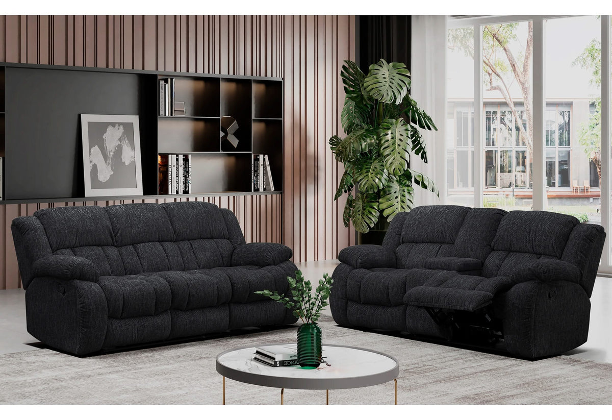 U250 EBONY RECLINING SOFA/CONSOLE RECLINING LOVESEAT