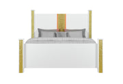 LOGAN WHITE/GOLD QUEEN BED