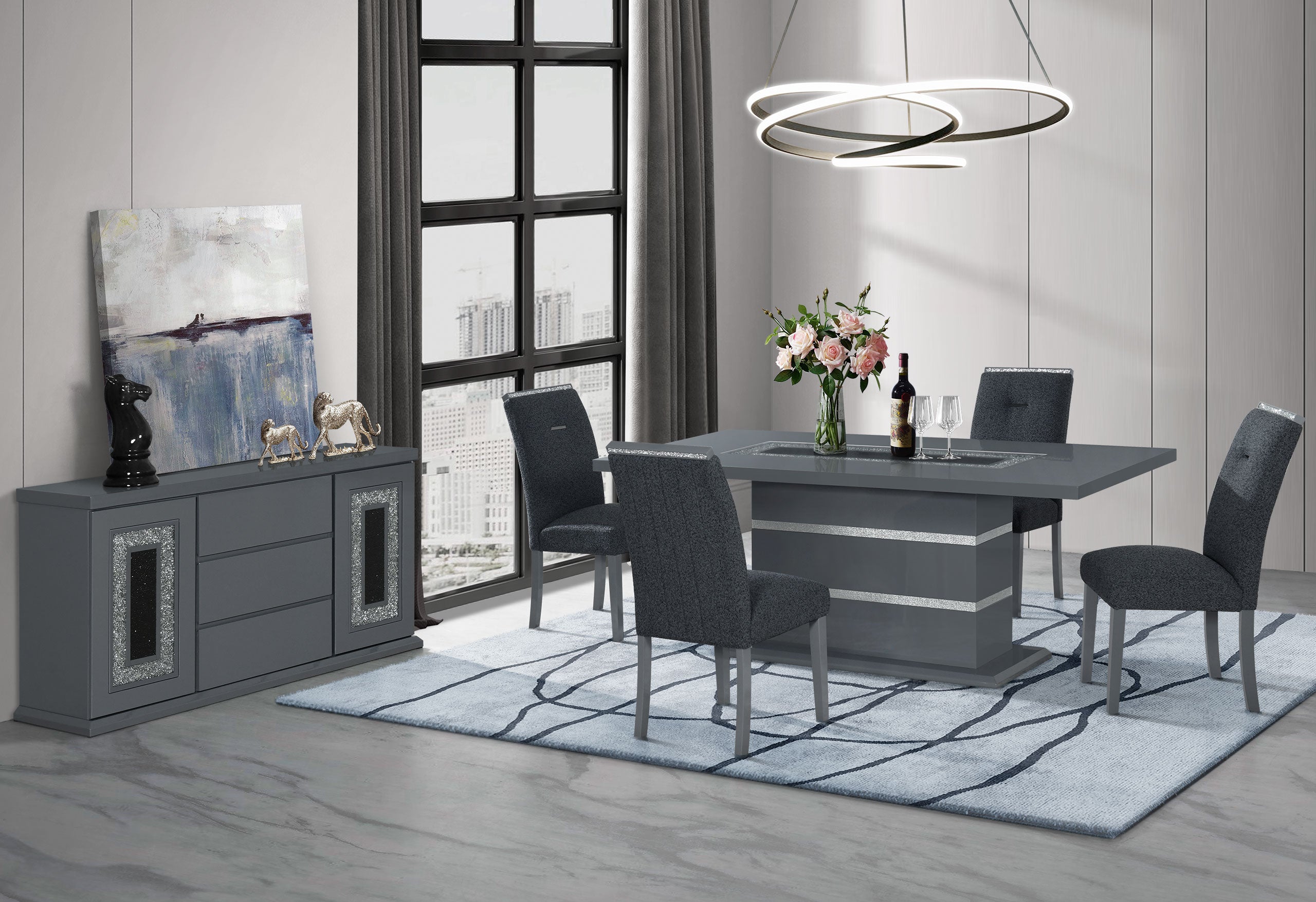 MONACO GREY/BLACK DINING CHAIR