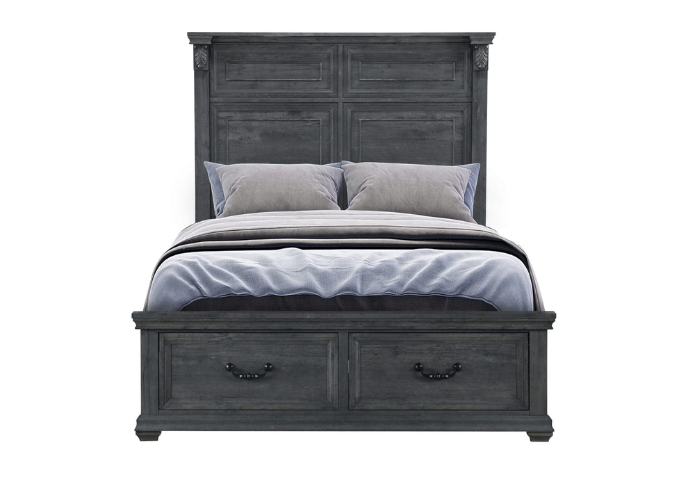 CAMA TATUM GRIS COMPLETA CON ALMACENAMIENTO