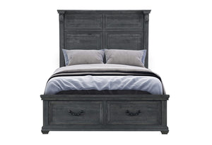 CAMA TATUM GRIS COMPLETA CON ALMACENAMIENTO