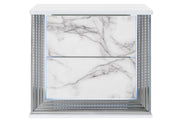 YLIME WHITE MARBLE NIGHTSTAND WITH LED