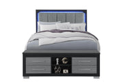 EMMA BLACK/GREY QUEEN BED WITH LED AND USB