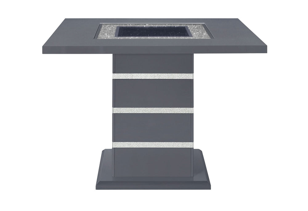 MESA DE BAR MONACO GRIS OSCURO Y 4 TABURETES DE BAR MONACO GRIS OSCURO