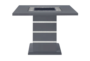 MESA DE BAR MONACO GRIS OSCURO Y 4 TABURETES DE BAR MONACO GRIS OSCURO