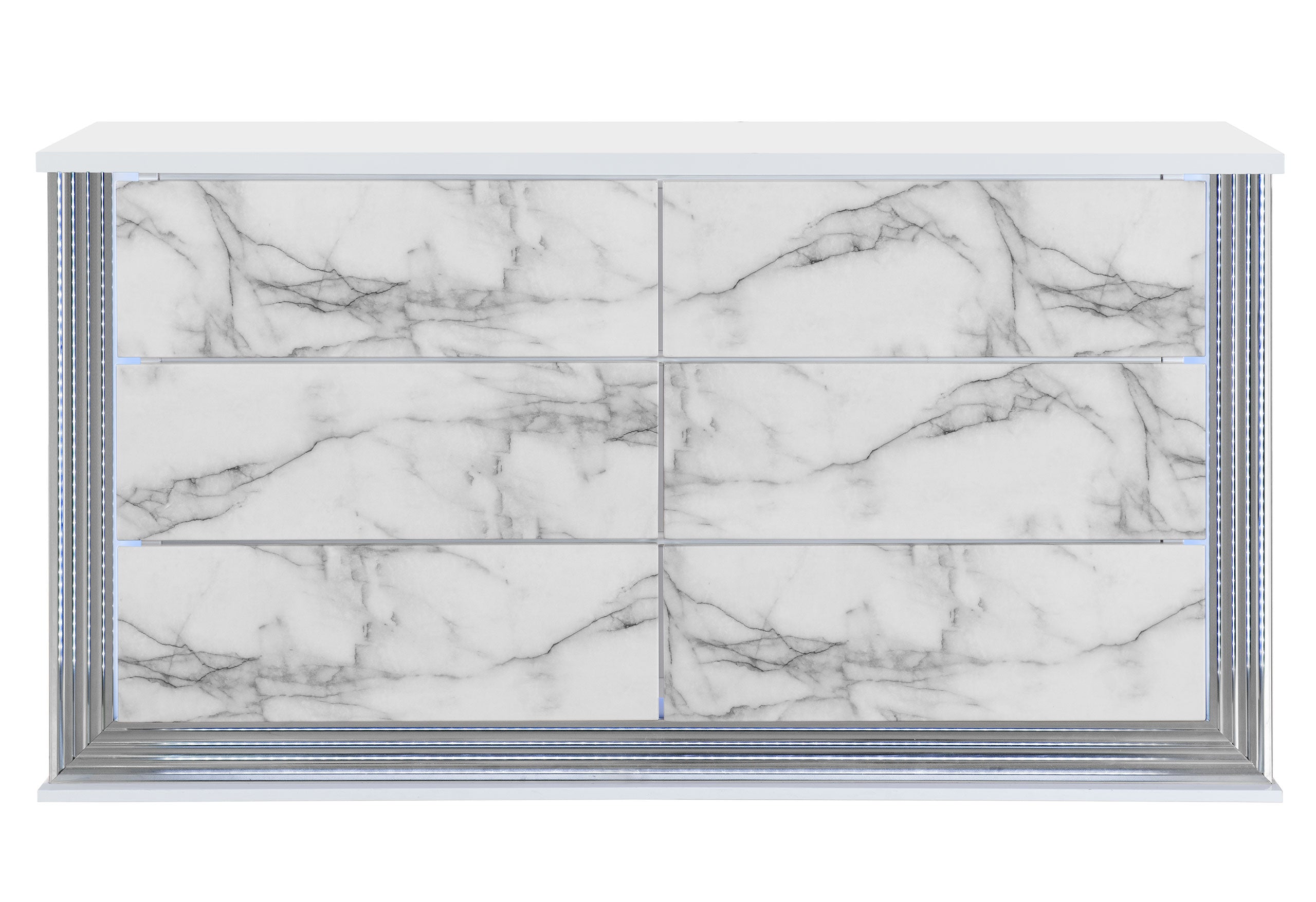 YLIME WHITE MARBLE DRESSER WITH LED