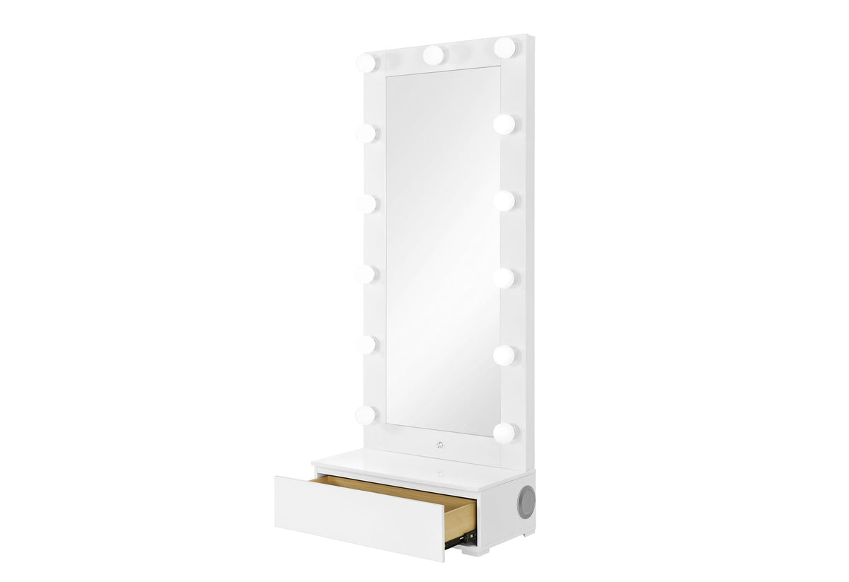 ELLA ESPEJO ALTO ESTRECHO BLANCO CON LED Y ALTAVOZ