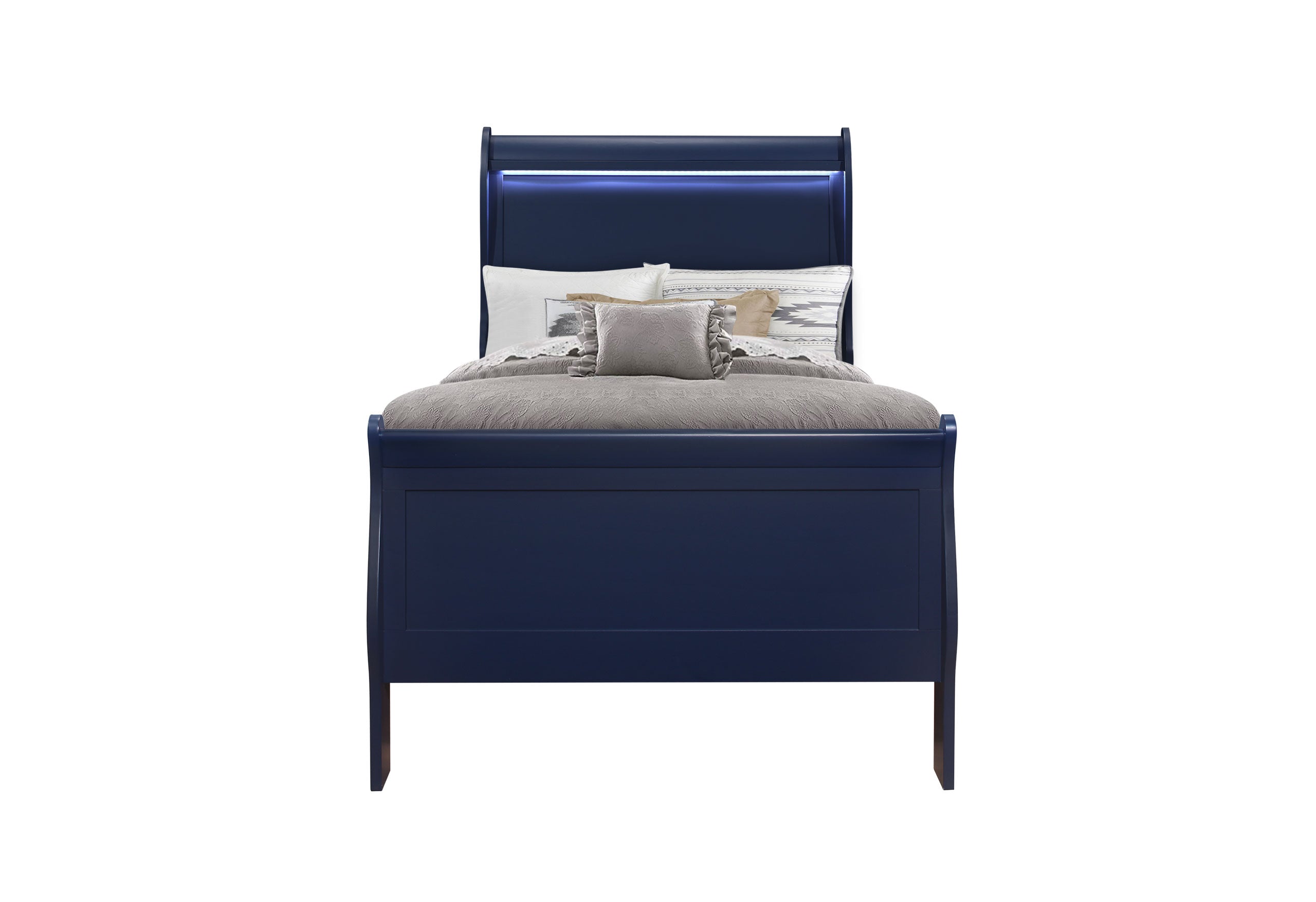 CHARLIE BLUE TWIN BED WITH LED SIDE RAILS