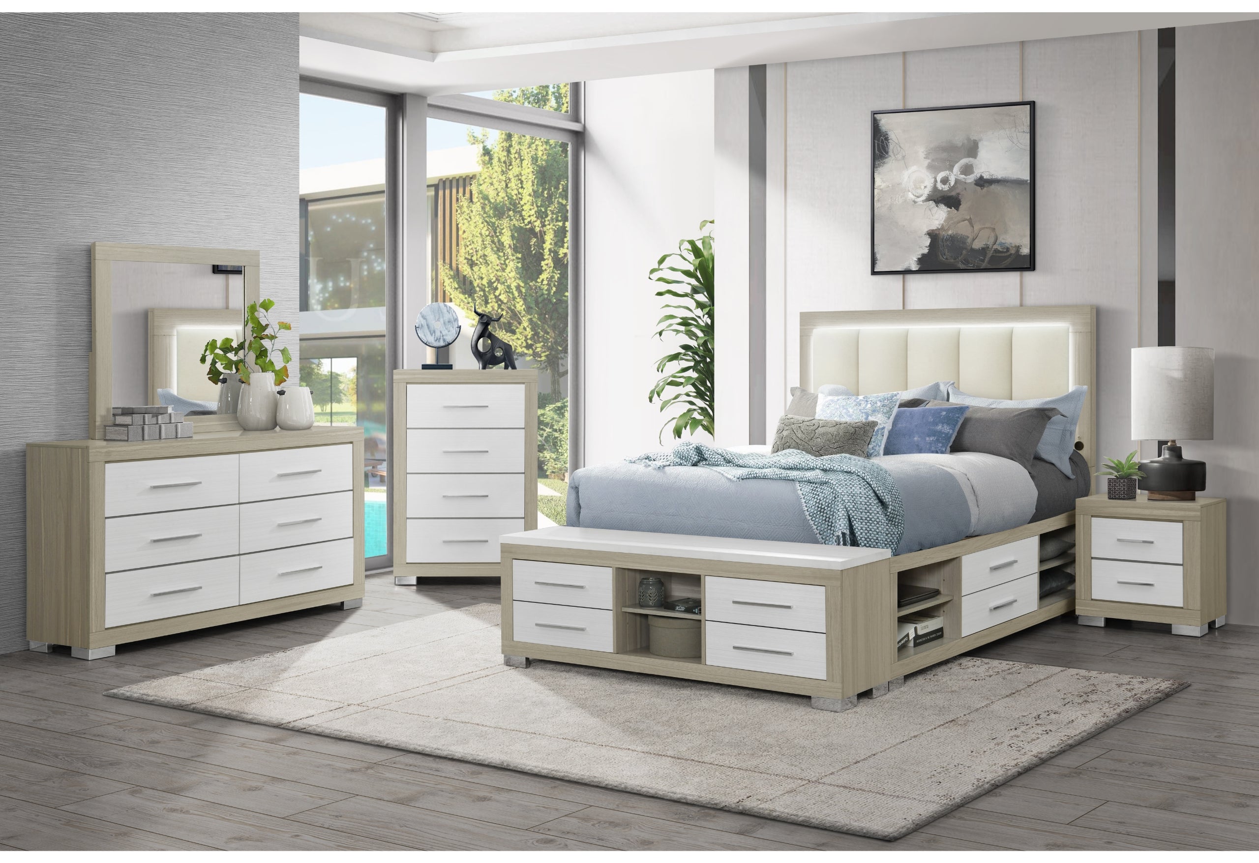EMMA NATURAL/WHITE KING BED GROUP