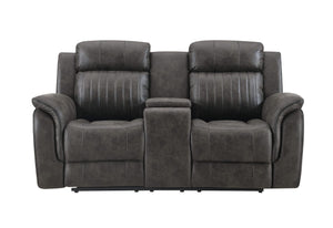 U8517 SOFÁ DE DOS PLAZAS RECLINABLE CON CONSOLA GRIS