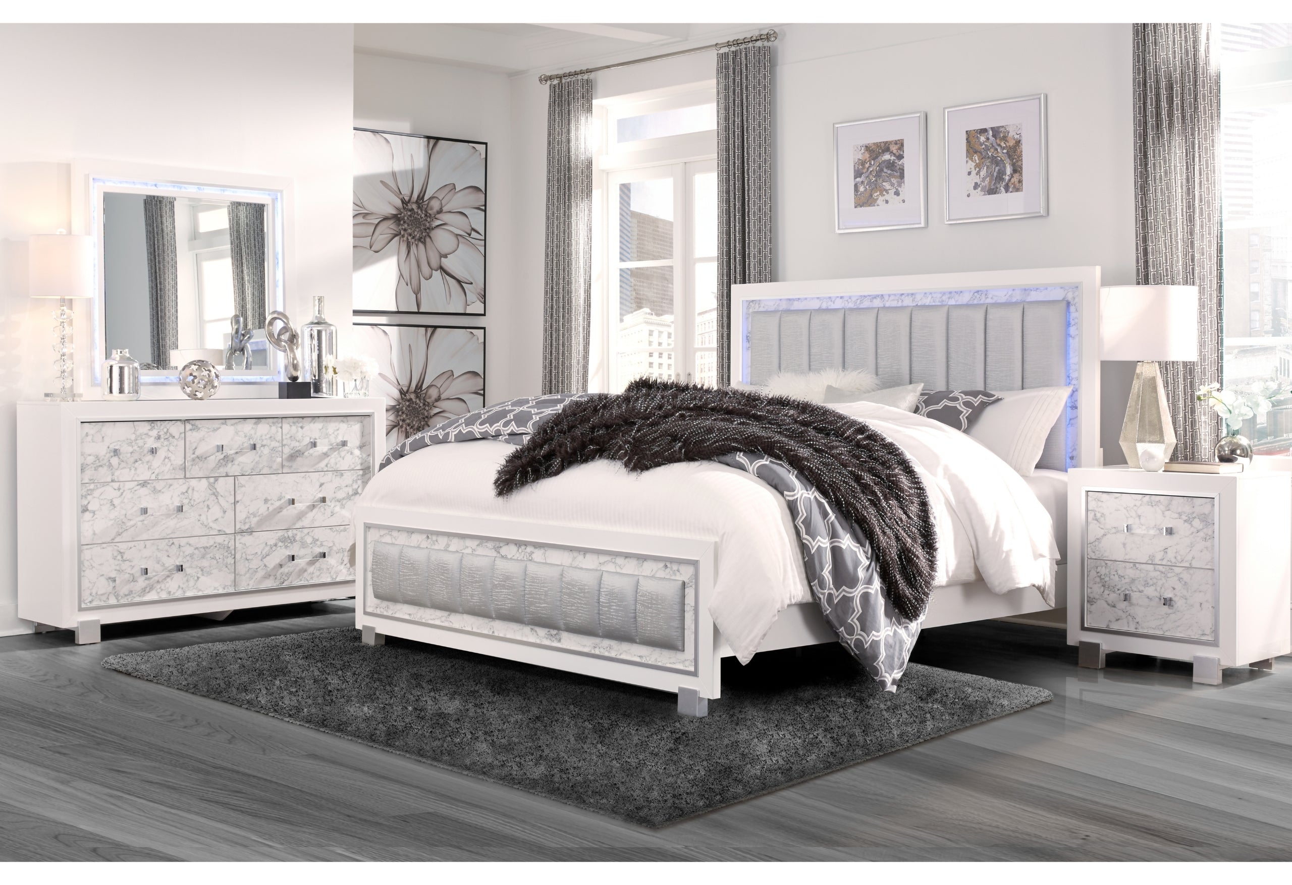 SANTORINI WHITE KING BED GROUP