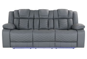 U7068 GREY 10 POWER RECLINING SOFA WITH DDT, WC AND LED