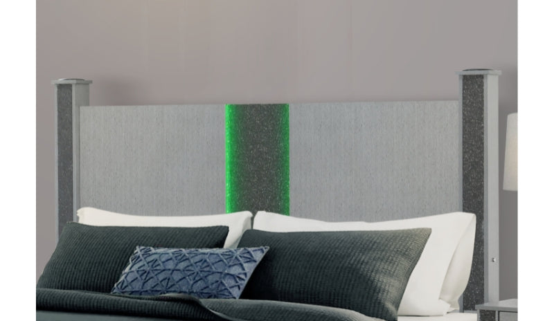 LOGAN SILVER KING BED GROUP W/ LED AND SPEAKERS