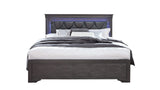 CAMA QUEEN POMPEI GRIS METALIZADO CON LED