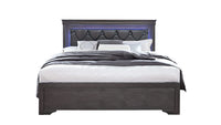CAMA QUEEN POMPEI GRIS METALIZADO CON LED