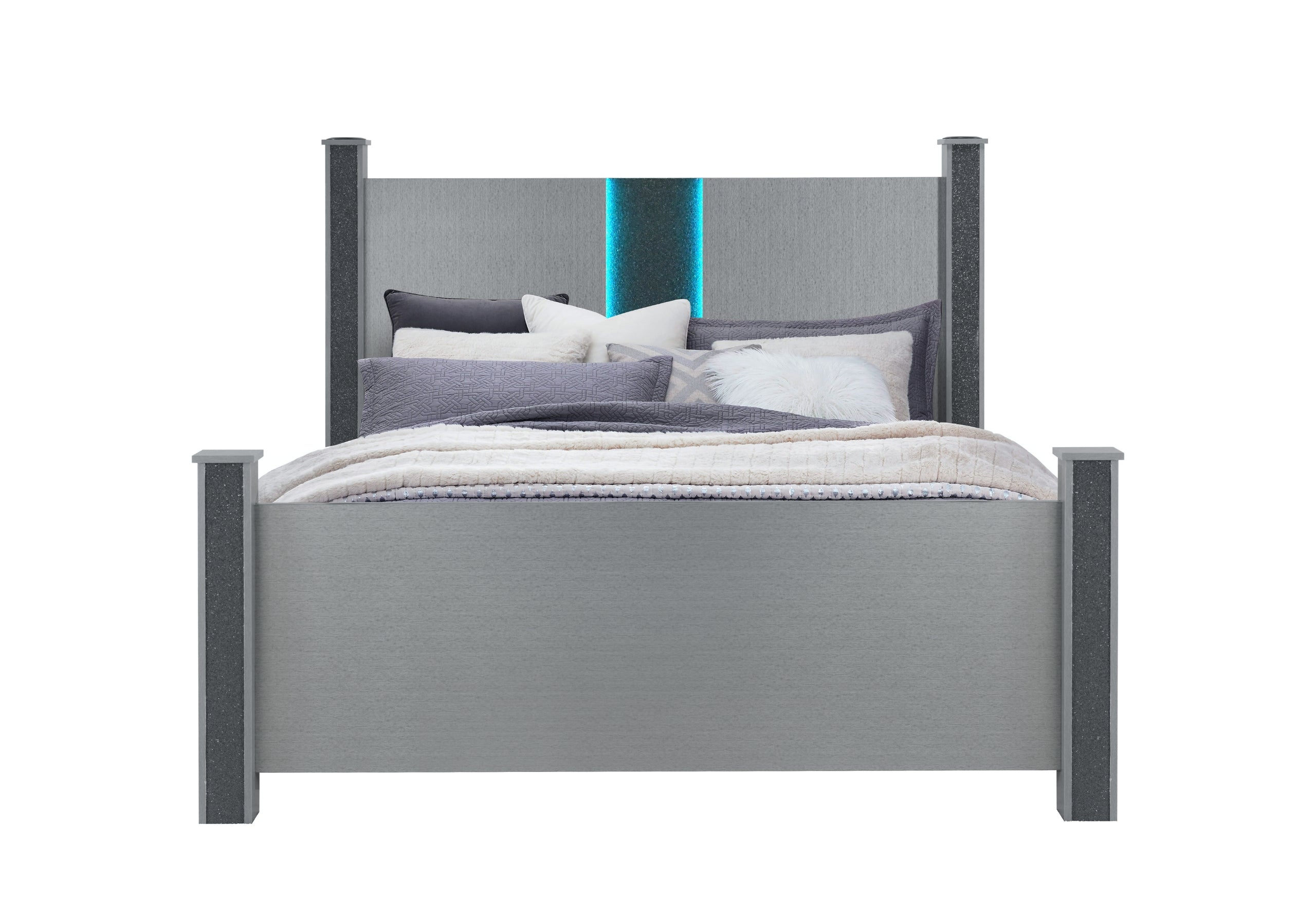 LOGAN SILVER KING BED WITH LED AND SPEAKERS
