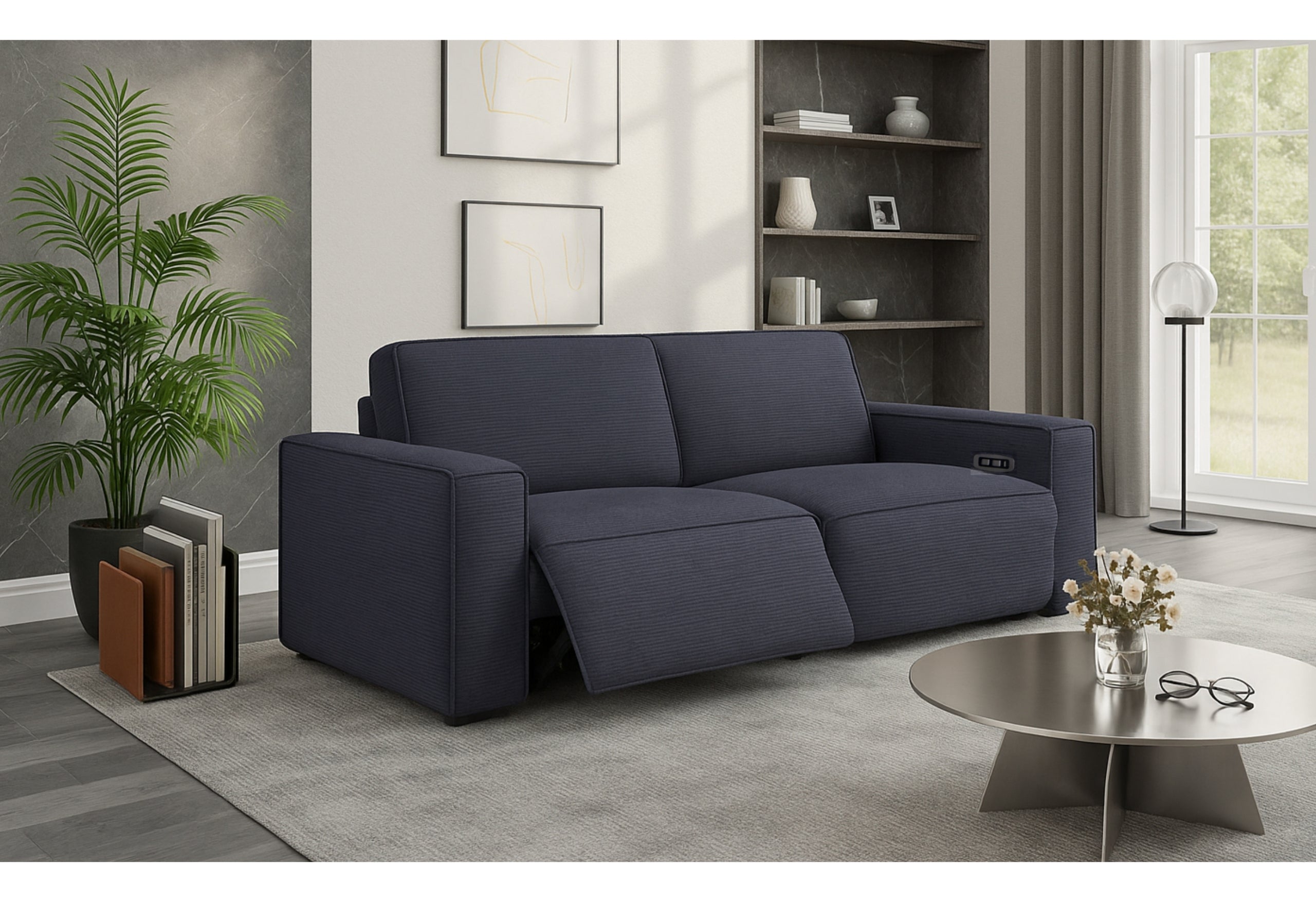 U8177 CHARCOAL POWER LOVESEAT
