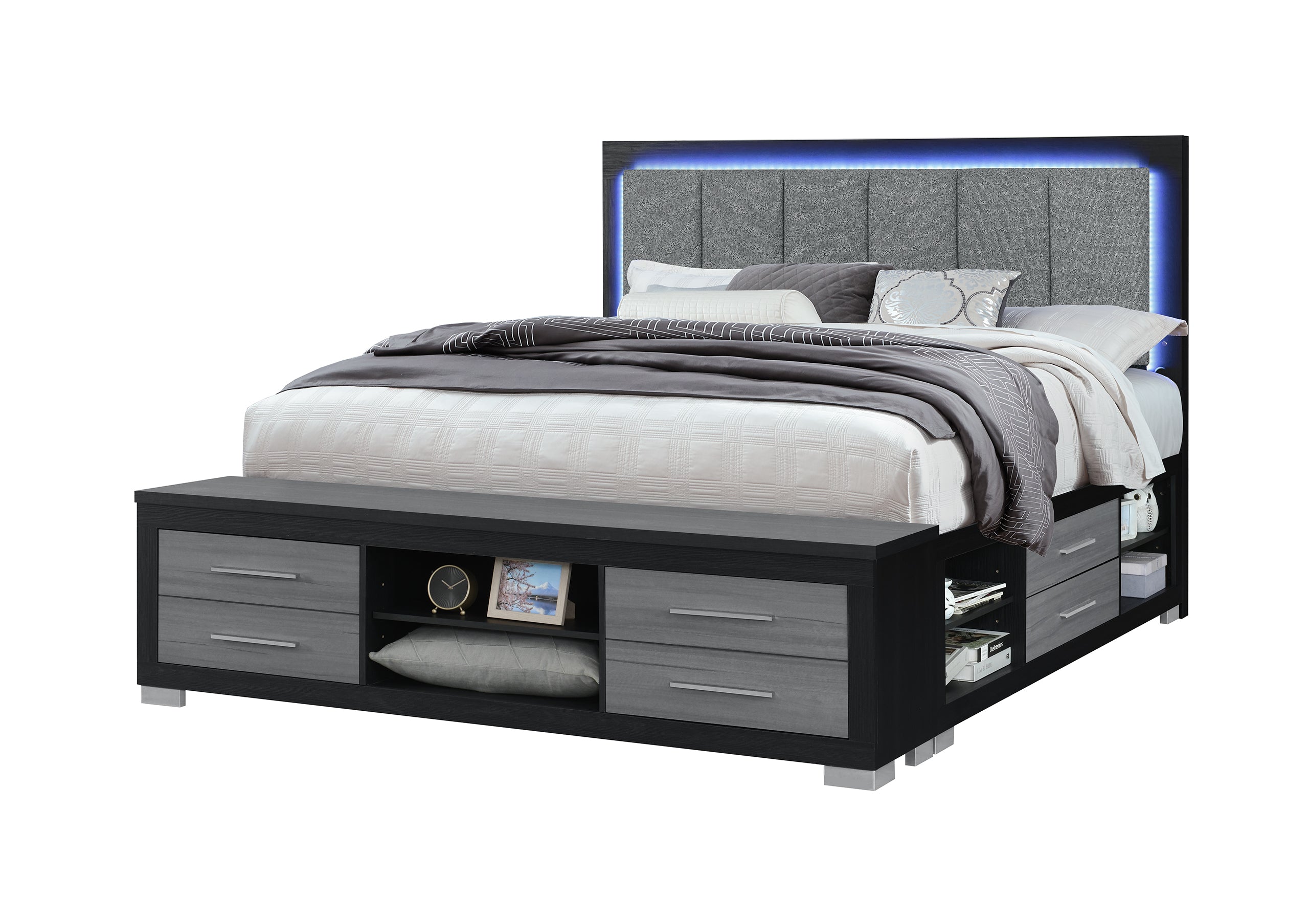 EMMA BLACK/GREY KING BED WITH LED AND USB