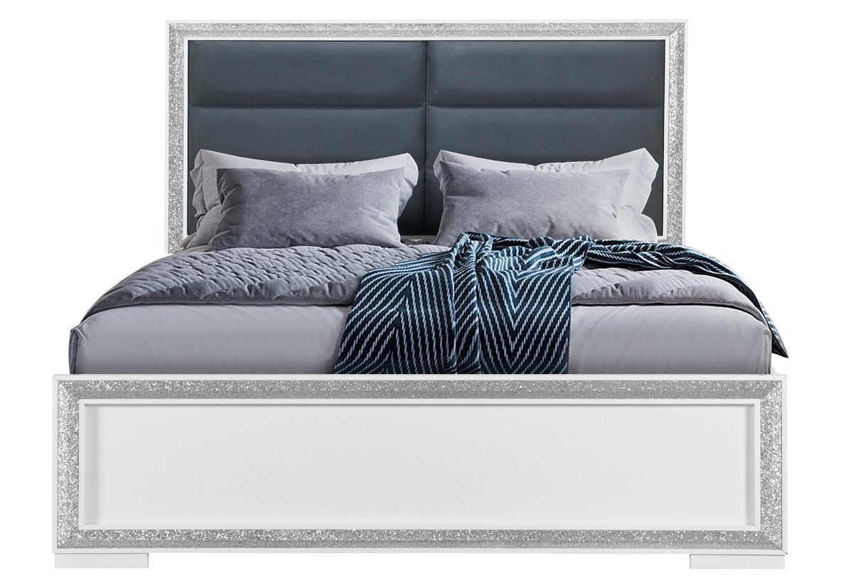 ANDROS SILVER KING BED W/LED