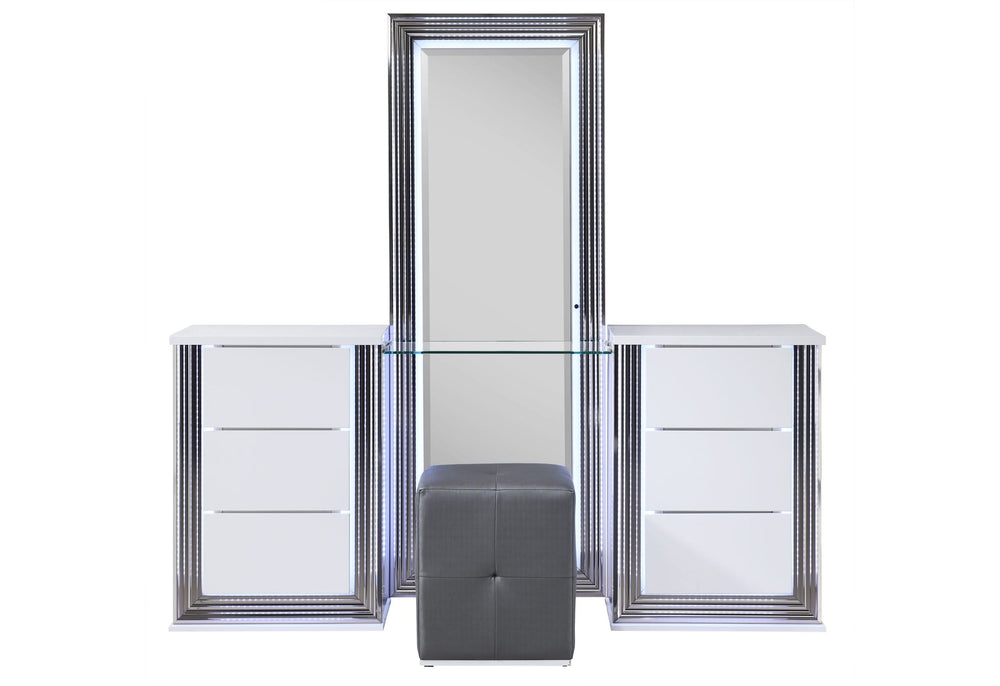YLIME SMOOTH WHITE LAF VANITY DRESSER WITH LED