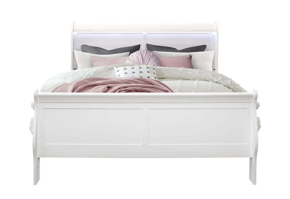 CHARLIE WHITE QUEEN BED GROUP WITH LED